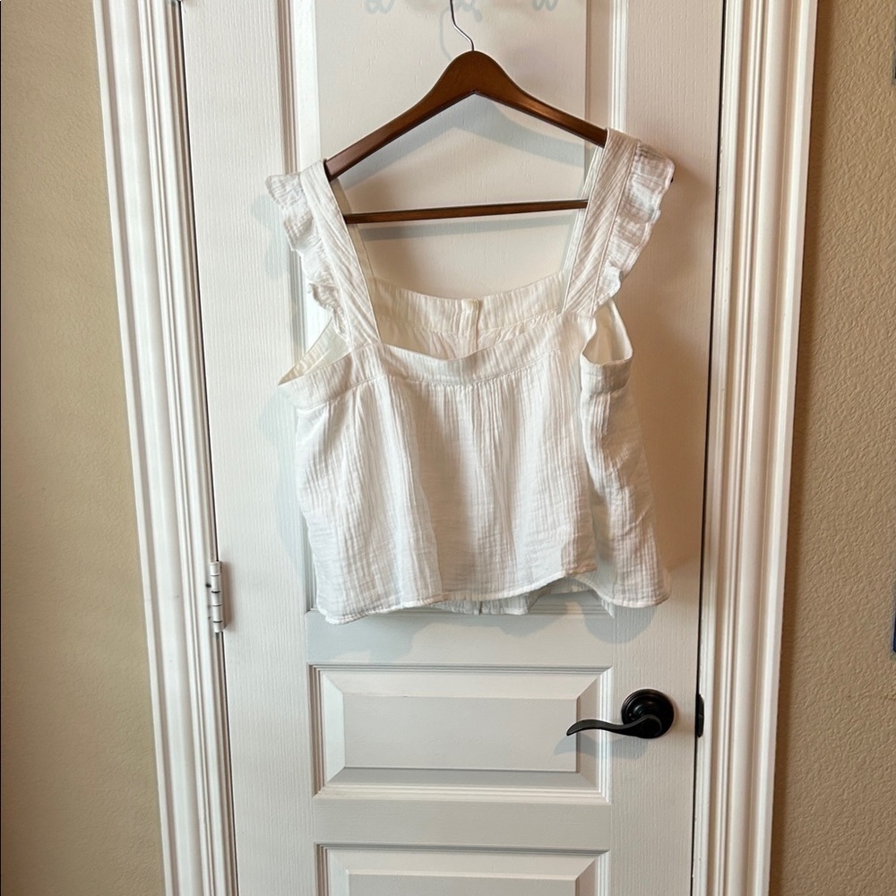 True Craft Cream Ruffled Sleeveless Blouse preppy fairy girly ethereal preppy - Picture 3 of 4